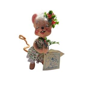 Annalee Christmas Holly Girl Mouse Doll Vintage 1990s, 7" NWT New With Tags